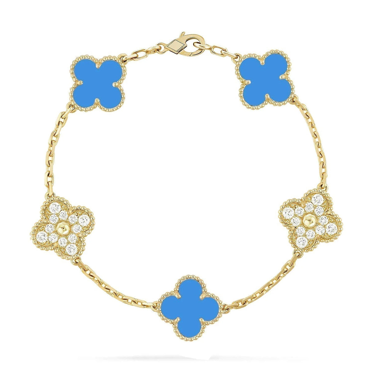 [⭐Mirelle] CLOVER 5 MOTIF BLUE AGATE BRACELET COLLECTION