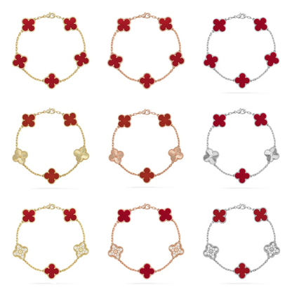[⭐Mirelle] CLOVER 5 MOTIF RED CORNELIAN BRACELET COLLECTION