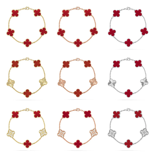 [⭐Mirelle] CLOVER 5 MOTIF RED CORNELIAN BRACELET COLLECTION
