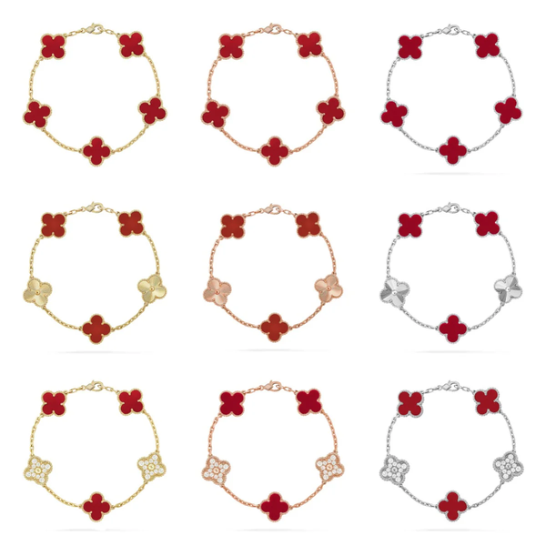 [⭐Mirelle] CLOVER 5 MOTIF RED CORNELIAN BRACELET COLLECTION
