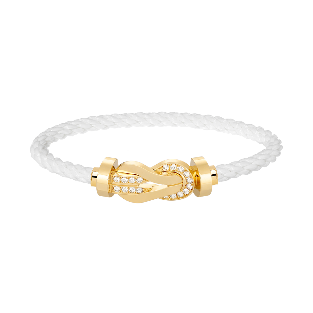 [⭐Mirelle]CHANCE LARGE 8 FIGURE BUCKLE HALF DIAMOND BRACELET GOLD