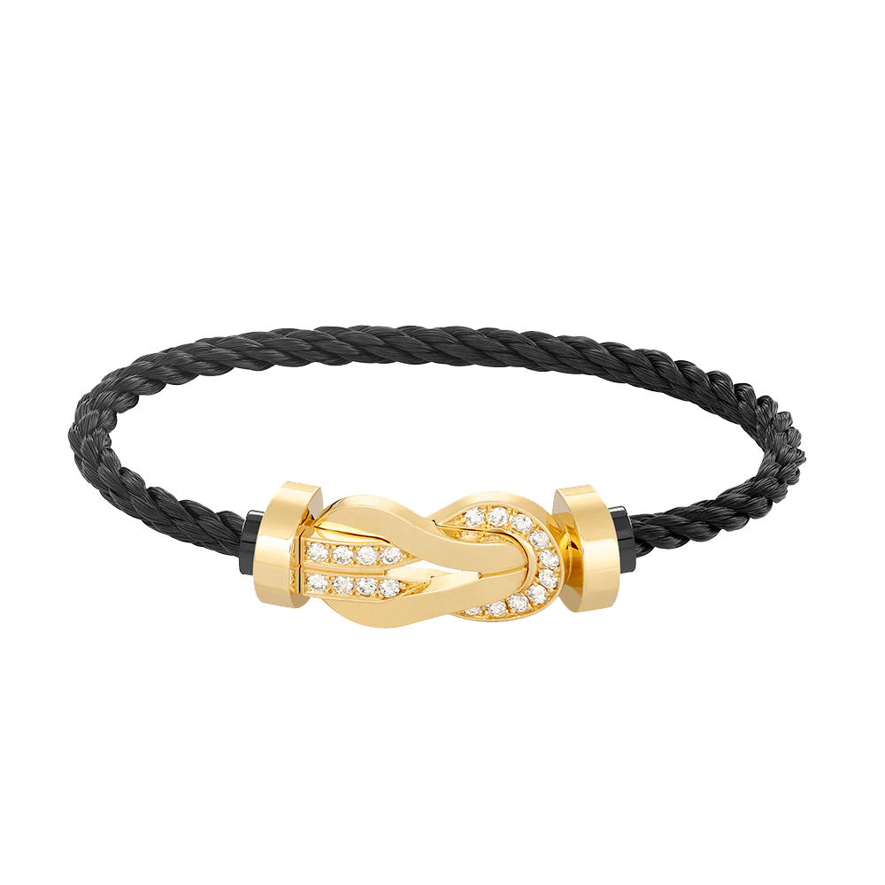 [⭐Mirelle]CHANCE LARGE 8 FIGURE BUCKLE HALF DIAMOND BRACELET GOLD