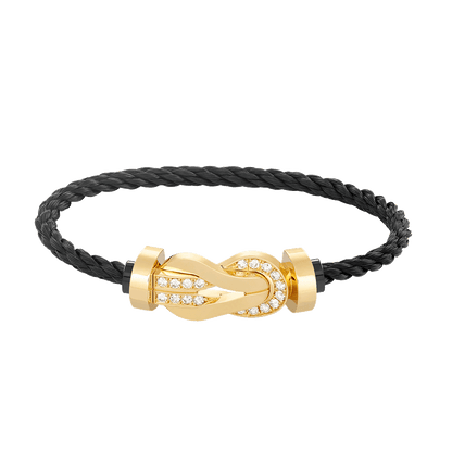 [⭐Mirelle]CHANCE LARGE 8 FIGURE BUCKLE HALF DIAMOND BRACELET GOLD