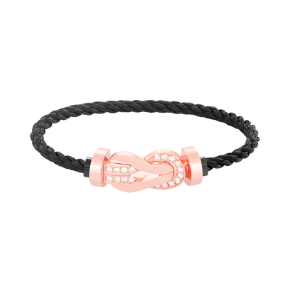[⭐Mirelle]CHANCE LARGE 8 FIGURE BUCKLE HALF DIAMOND BRACELET ROSE GOLD