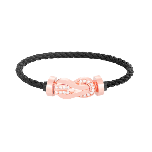 [⭐Mirelle]CHANCE LARGE 8 FIGURE BUCKLE HALF DIAMOND BRACELET ROSE GOLD
