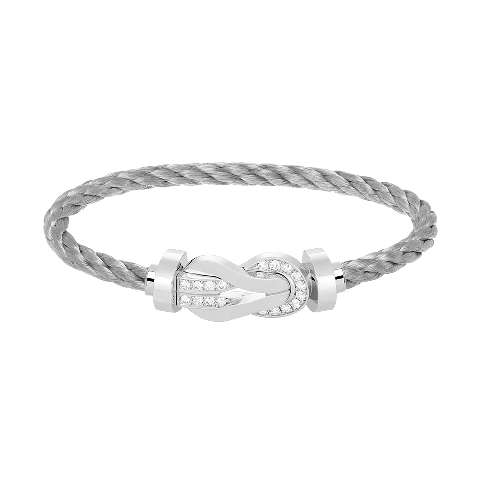 [⭐Mirelle]CHANCE LARGE 8 FIGURE BUCKLE HALF DIAMOND BRACELET SILVER