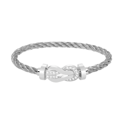 [⭐Mirelle]CHANCE LARGE 8 FIGURE BUCKLE HALF DIAMOND BRACELET SILVER