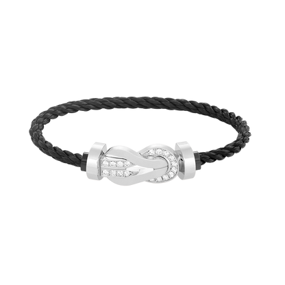 [⭐Mirelle]CHANCE LARGE 8 FIGURE BUCKLE HALF DIAMOND BRACELET SILVER