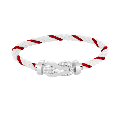 [⭐Mirelle]CHANCE LARGE 8 FIGURE BUCKLE HALF DIAMOND BRACELET SILVER