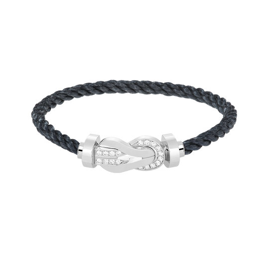 [⭐Mirelle]CHANCE LARGE 8 FIGURE BUCKLE HALF DIAMOND BRACELET SILVER