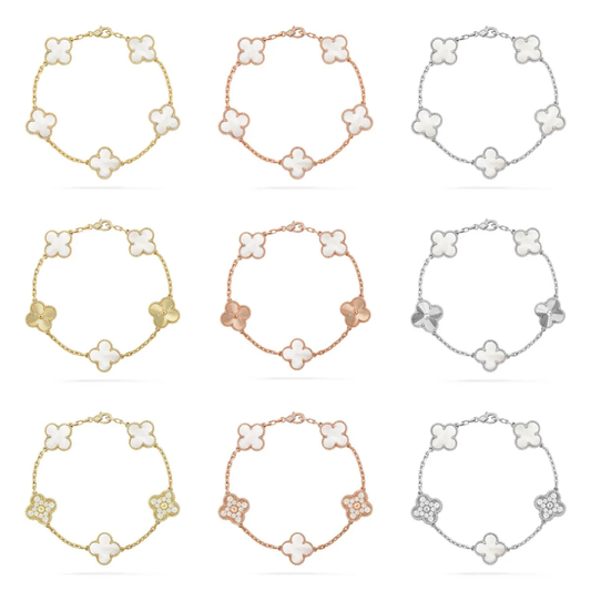 [⭐Mirelle]CLOVER WHITE PEARL MOP 5 MOTIF BRACELET COLLECTION