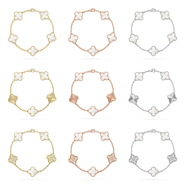 [⭐Mirelle]CLOVER WHITE PEARL MOP 5 MOTIF BRACELET COLLECTION