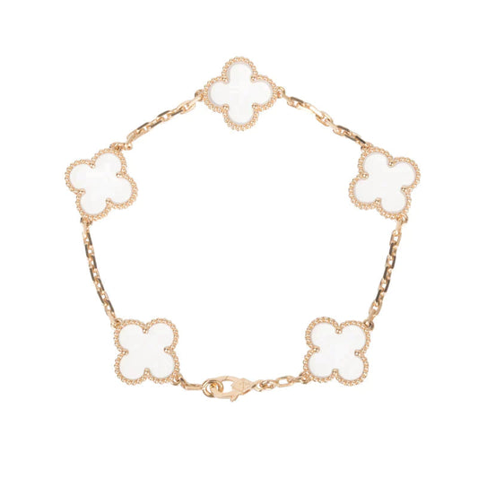 [⭐Mirelle]CLOVER 5 MOTIF ROCK CRYSTAL BRACELET