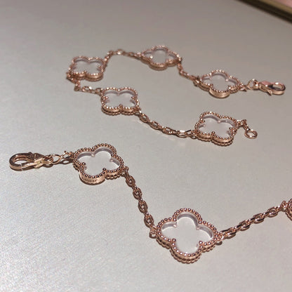 [⭐Mirelle]CLOVER 5 MOTIF ROCK CRYSTAL BRACELET