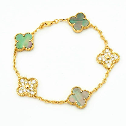 [⭐Mirelle] CLOVER 5 MOTIF GRAY MOP BRACELET COLLECTION