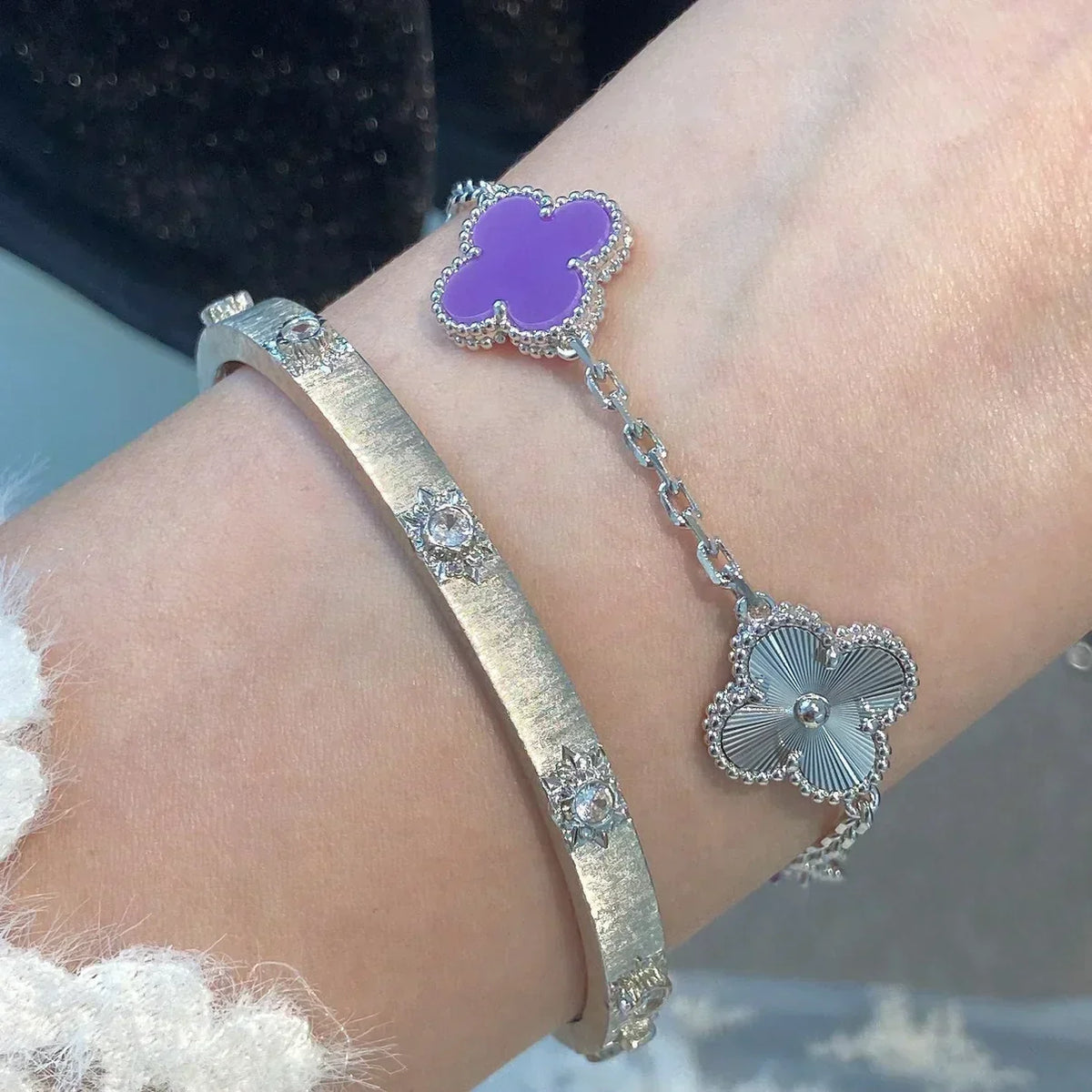 [⭐Mirelle] CLOVER 5 MOTIF VIOLET BRACELET COLLECTION