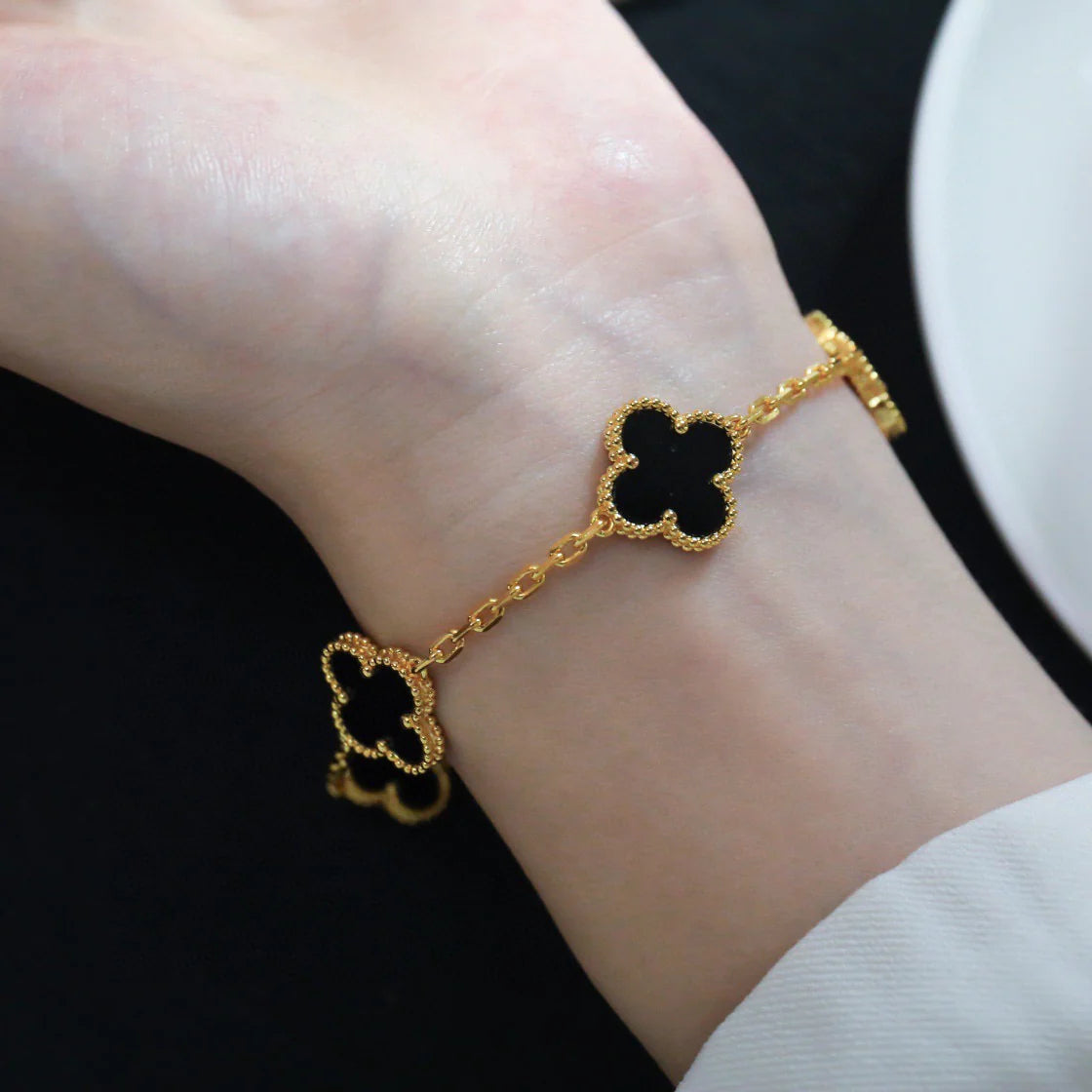 [⭐Mirelle] CLOVER 5 MOTIF ONYXS BRACELET COLLECTION