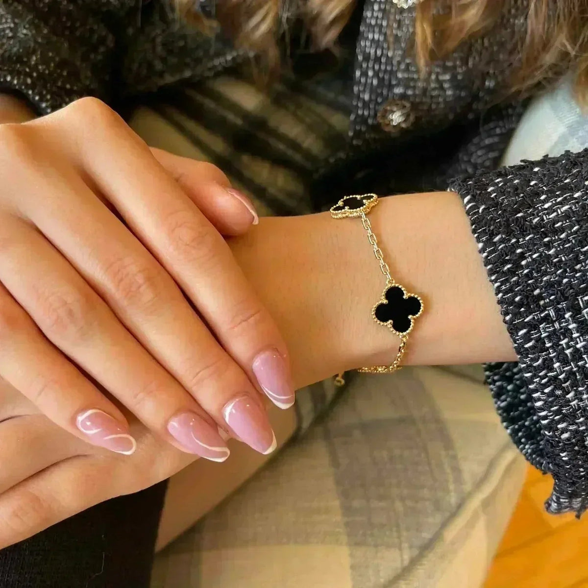 [⭐Mirelle] CLOVER 5 MOTIF ONYXS BRACELET COLLECTION