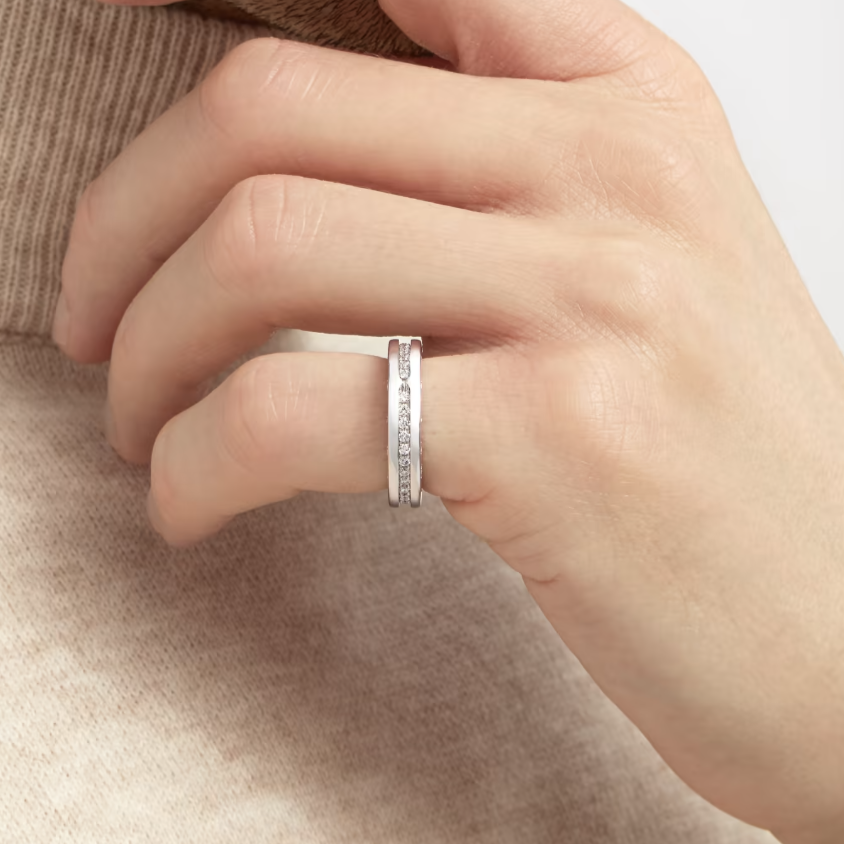 [⭐Mirelle]ZERO 1 ONE-BAND PAVED DIAMONDS ON THE SPIRAL RING