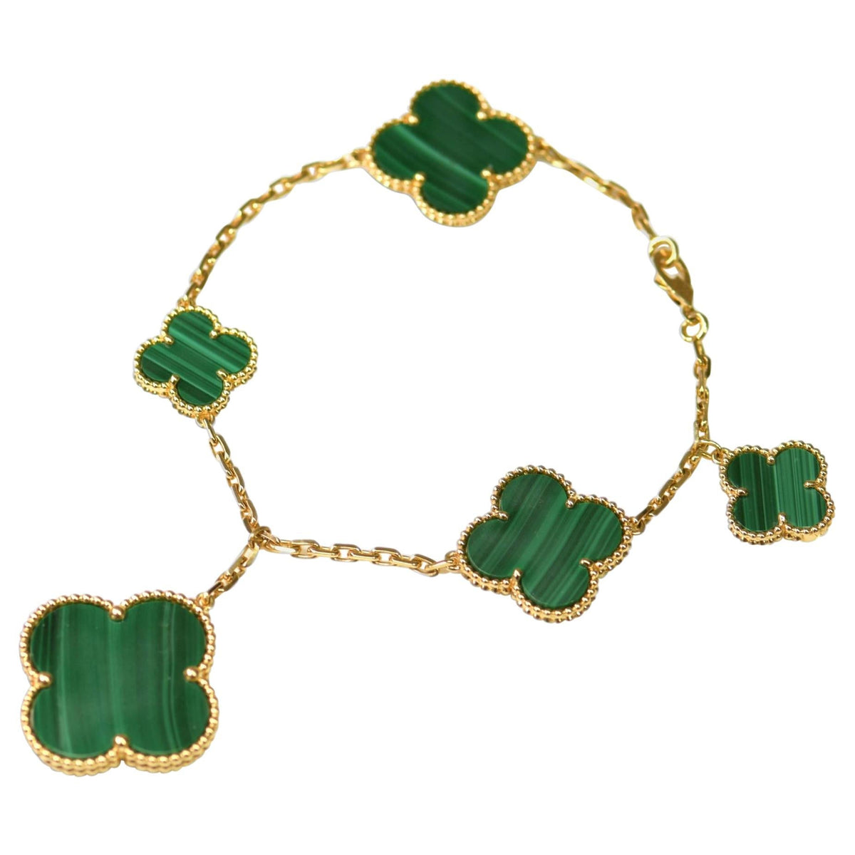 [⭐Mirelle]MAGIC CLOVER MALACHITE GOLD BRACELET 5 MOTIFS
