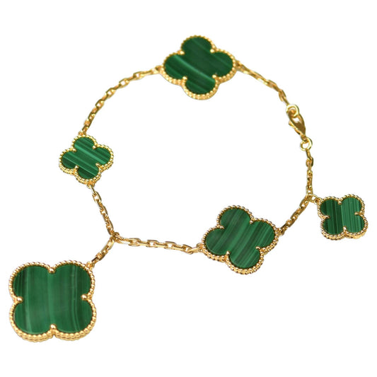 [⭐Mirelle]MAGIC CLOVER MALACHITE GOLD BRACELET 5 MOTIFS
