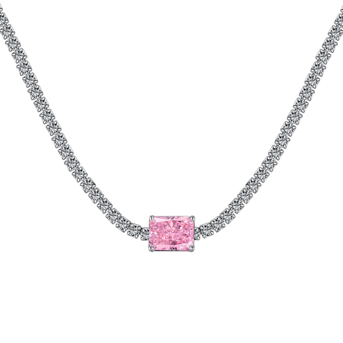 [Mirelle Jewelry]2.0 carat Ornate Emerald Cut Necklace