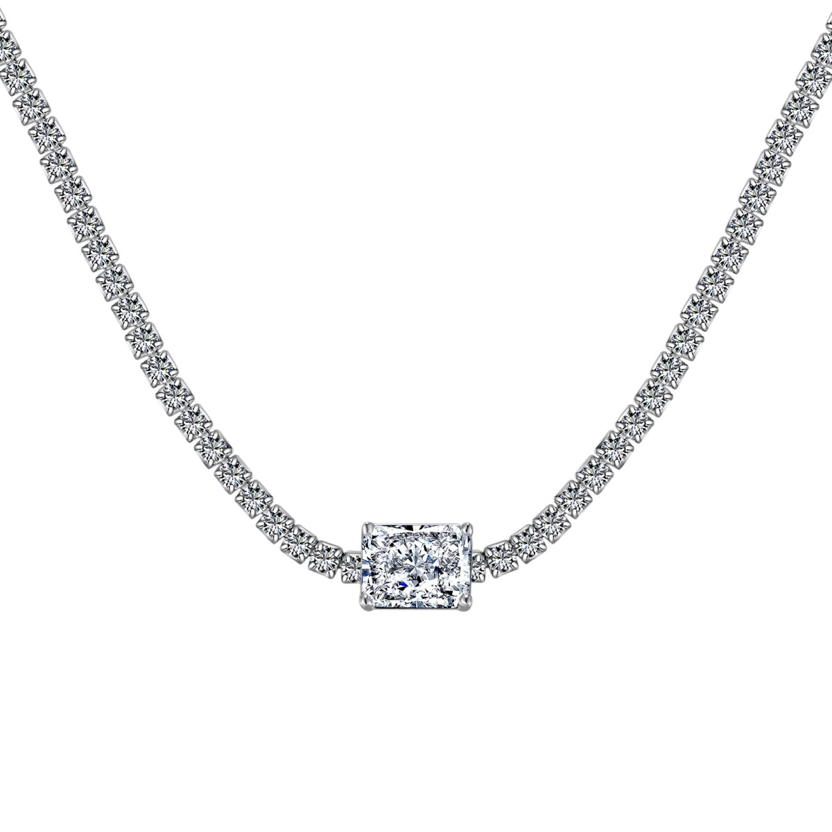 [Mirelle Jewelry]2.0 carat Ornate Emerald Cut Necklace