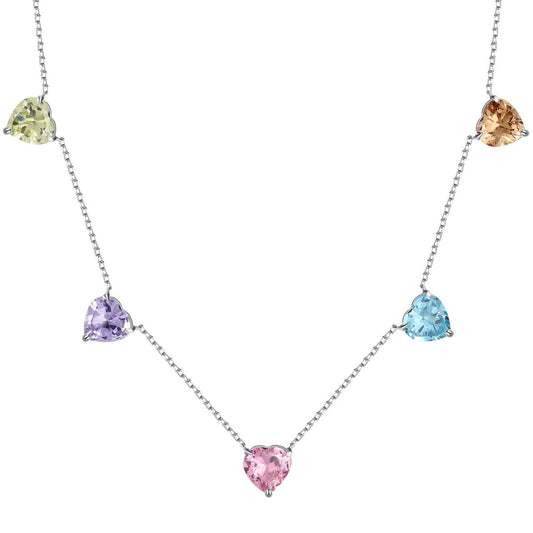[Mirelle Jewelry]Sparkling Colorful Heart Cut Necklace
