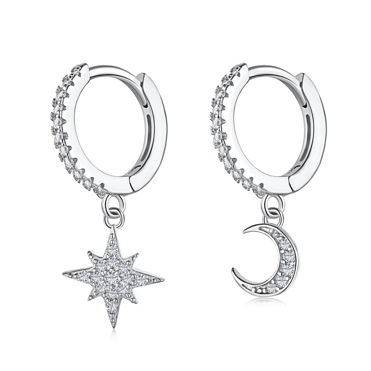 [Mirelle Jewelry]Star and Moon Asymmetric Earrings