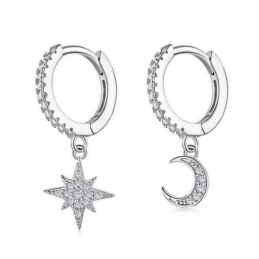 [Mirelle Jewelry]Star and Moon Asymmetric Earrings