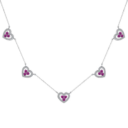 [Mirelle Jewelry]Sparkling Five Heart Necklace