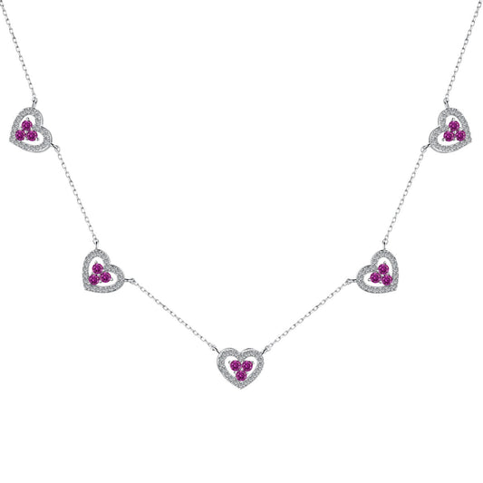 [Mirelle Jewelry]Sparkling Five Heart Necklace