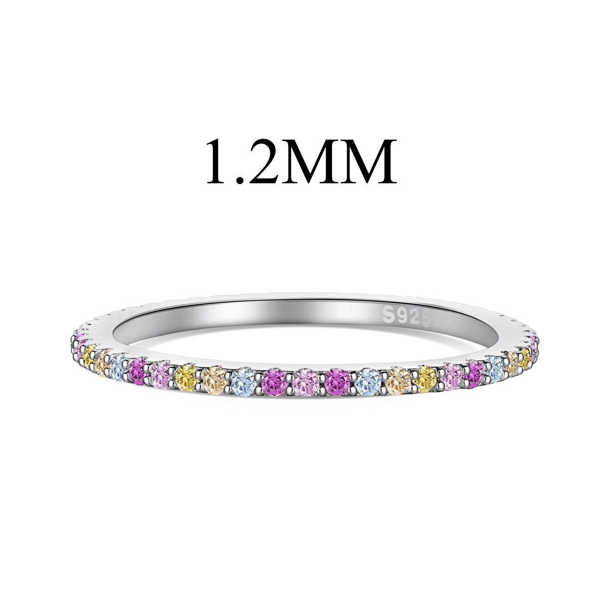 [Mirelle Jewelry]Ornate Colorful Round Cut Tennis Ring