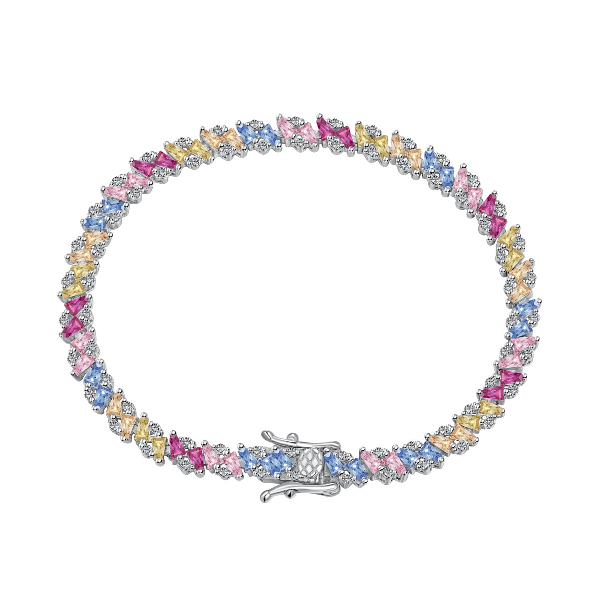 [Mirelle Jewelry]Ornate Sparkling Multi Cut Party Bracelet