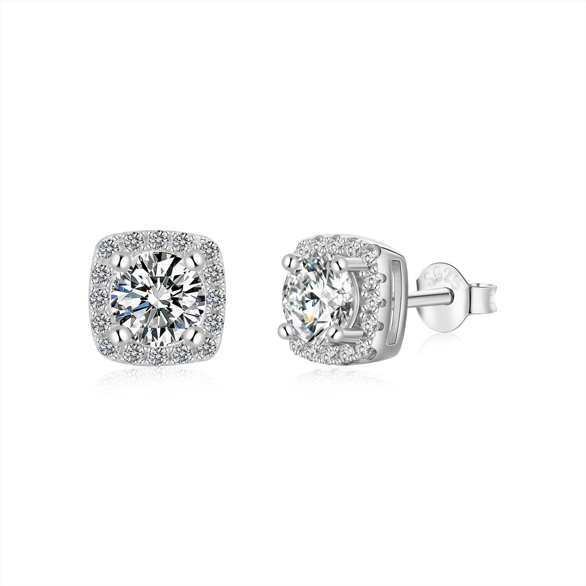 [Mirelle Jewelry]Classic Round Center Stone Stud Earrings