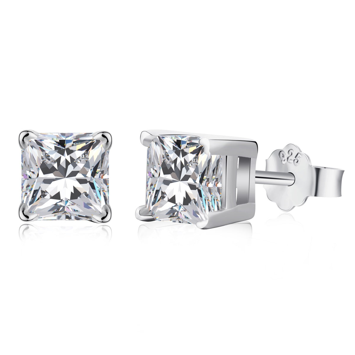 [Mirelle Jewelry]1.0 Carat Radiant Princess Cut Wedding Earrings