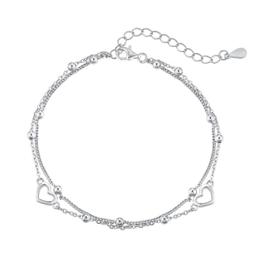 [Mirelle Jewelry]Dainty Double Layer Love Heart Bracelet