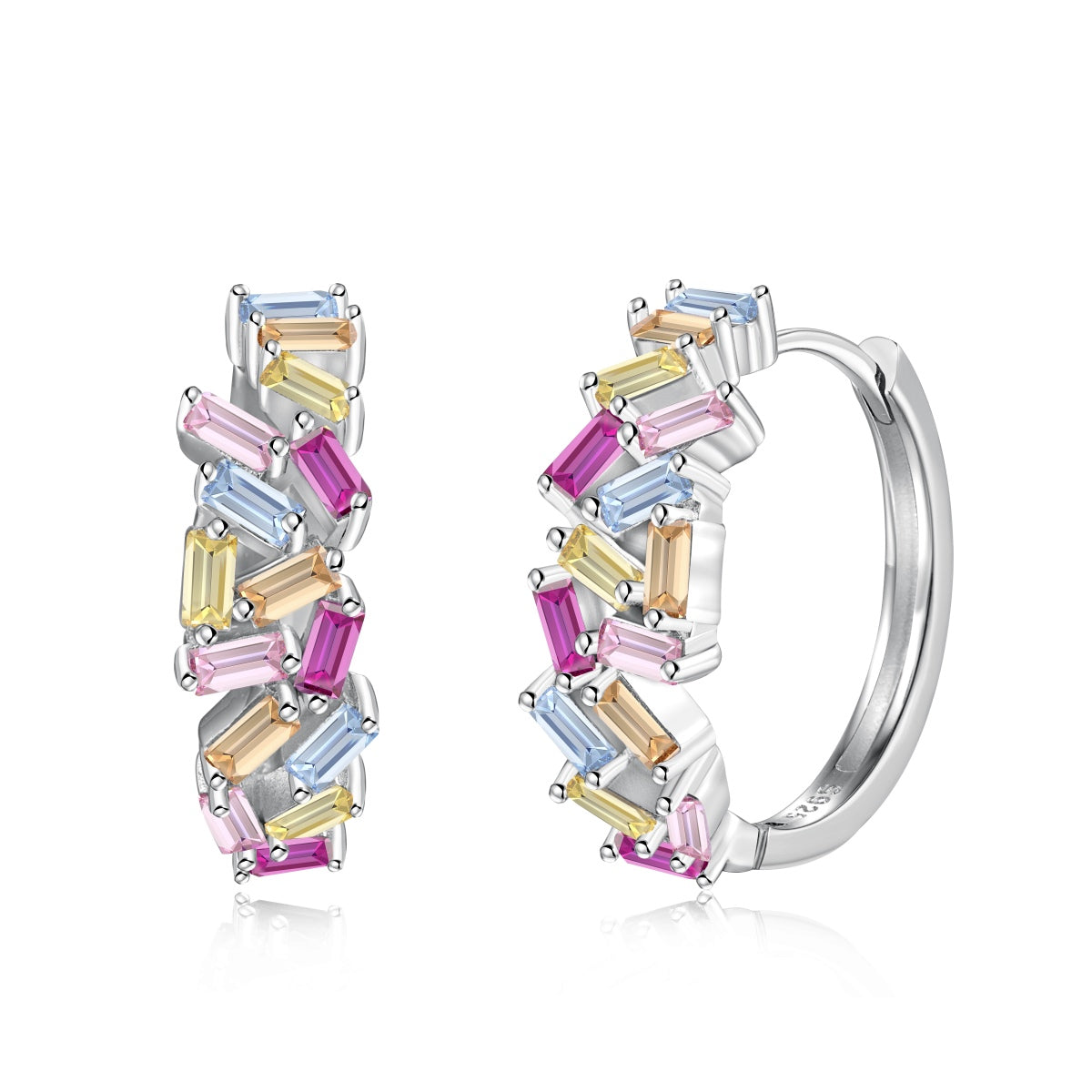 [Mirelle Jewelry]Dazzling Colorful Emerald Cut Daily Earrings