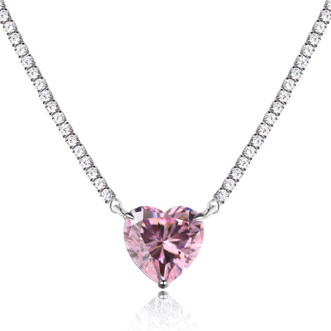 [Mirelle Jewelry]8.0 Carat Versatile Colorful Sweet Heart-Shaped Tennis Necklace