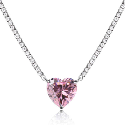 [Mirelle Jewelry]8.0 Carat Versatile Colorful Sweet Heart-Shaped Tennis Necklace