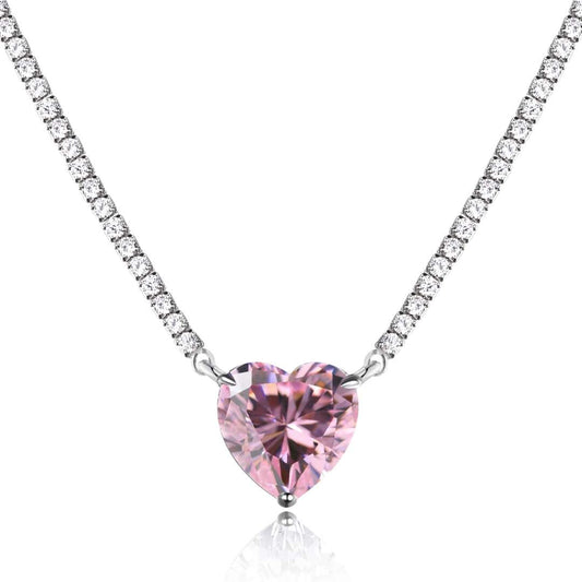 [Mirelle Jewelry]8.0 Carat Versatile Colorful Sweet Heart-Shaped Tennis Necklace