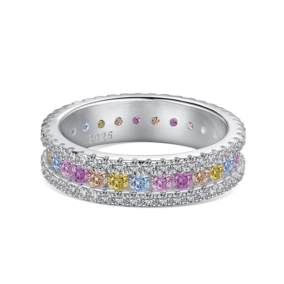 [Mirelle Jewelry]Delicate Colorful Round Cut Daily Ring