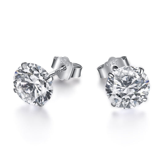 [Mirelle Jewelry]Stylish Shiny Round Center Stone Stud Earrings