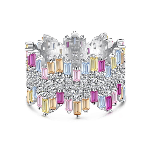 [Mirelle Jewelry]Luxurious Colorful Radiant Cut Daily Ring