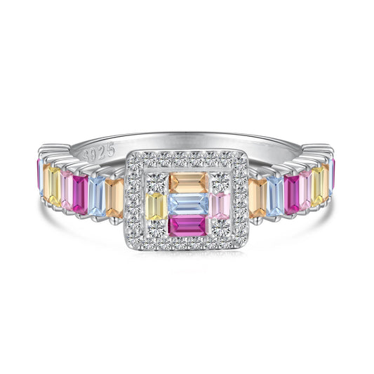 [Mirelle Jewelry]Exquisite Colorful Radiant Cut Party Ring