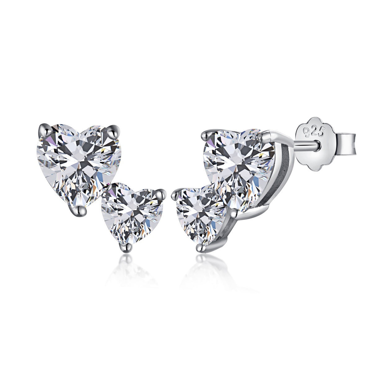 [Mirelle Jewelry]Double Heart-Shape Classic Princess Style Earrings