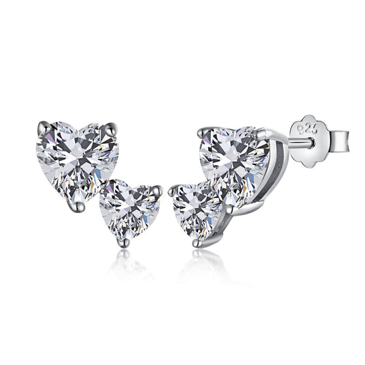 [Mirelle Jewelry]Double Heart-Shape Classic Princess Style Earrings