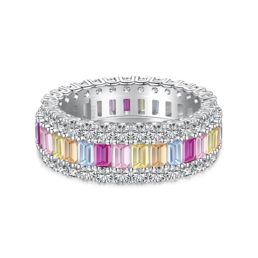 [Mirelle Jewelry]Dainty Colorful Radiant Cut Daily Ring