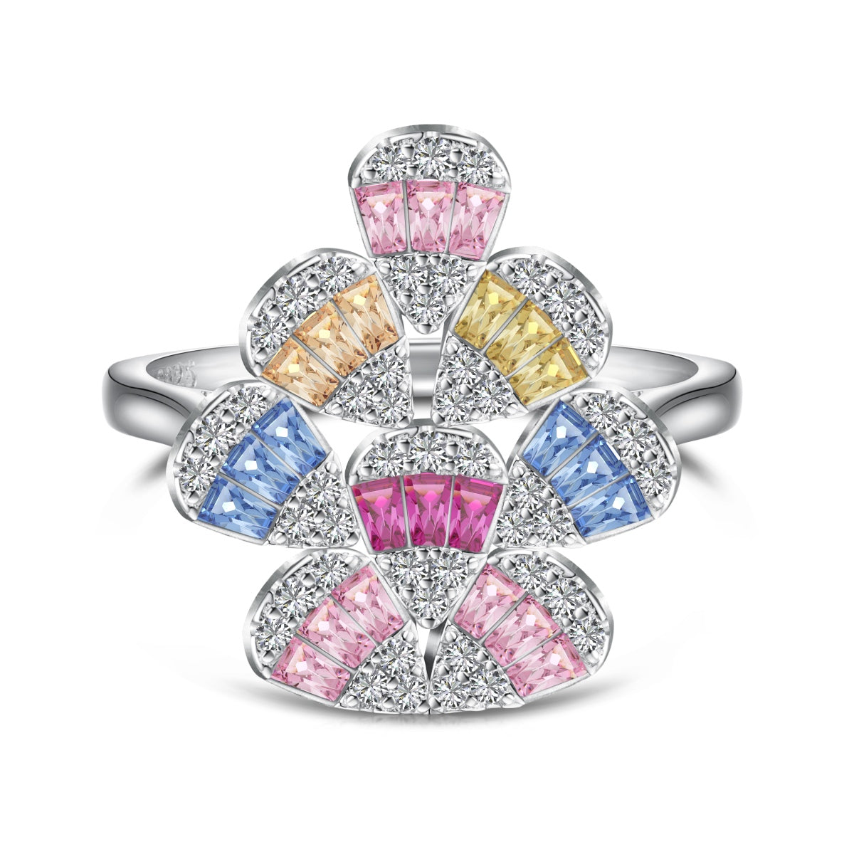 [Mirelle Jewelry]Sparkling Colorful Water Drop Shape Daily Ring
