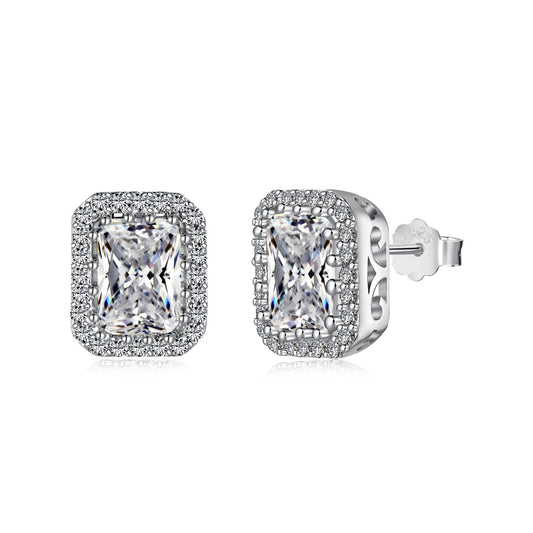 [Mirelle Jewelry]1.0 Carat Luxurious Dainty Emerald Cut Daily Earrings